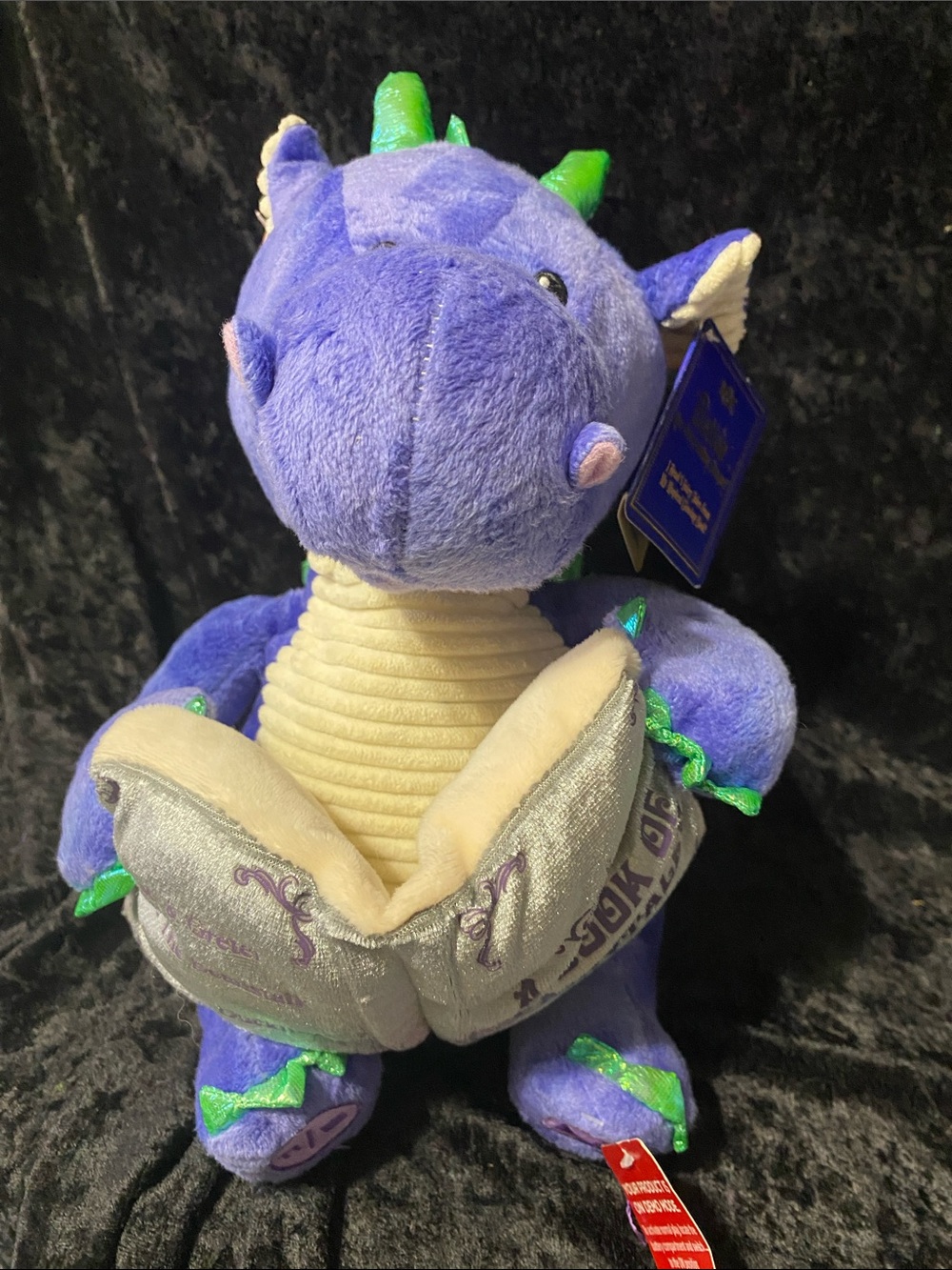 Purple Plush Dragon with Silver Fabric Book - DALTON the Storytelling Dragon